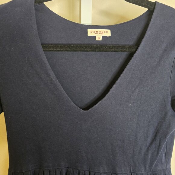 Demylee Women's XS Navy Blue Short Sleeve V-Neck Maxi Dress 100% Cotton - Picture 8 of 12